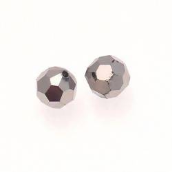 Perles en verre boule à facettes Ø10mm couleur argent (x 2)