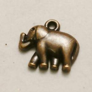 Perle en métal breloque éléphant profil lisse 19x14mm couleur cuivre (x 1)