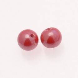 Perle en verre ronde Ø10mm couleur rouge brillant (x 2)