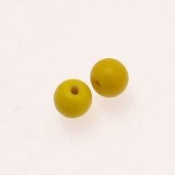 Perle ronde en verre Ø8mm couleur jaune opaque (x 2)