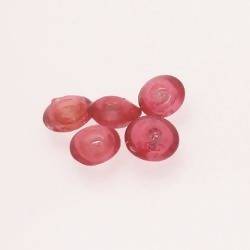 Perles en verre forme soucoupes Ø10-12mm couleur fushia transparent (x 5)