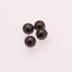 Perle en verre ronde nacrée Ø7mm couleur noir / hématite (x 4)