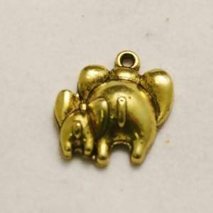Perle en métal breloque éléphant dos lisse 16x15mm couleur or (x 1)