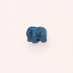 Perle résine forme éléphant bleu 10x12mm (x 1)