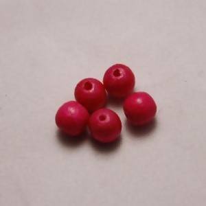 Perles en Bois rondes Ø6mm couleur fushia (x 5)