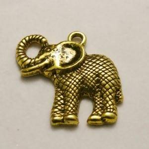 Perle en métal breloque éléphant profil strié 27x25mm coul. or (x 1)
