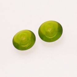 Perles en verre forme soucoupes Ø15mm couleur Vert Olive transparent (x 2)