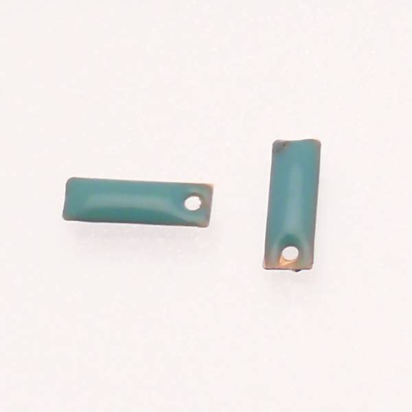 Pastille en métal rectangle 14x5mm couvert d'une résine couleur bleu turquoise (x 2)