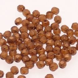 Perles en verre boule à facettes Ø4mm couleur bronze (x 8)