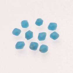 Perles en verre forme petite toupie Ø4mm couleur bleu ciel opaque (x 10)