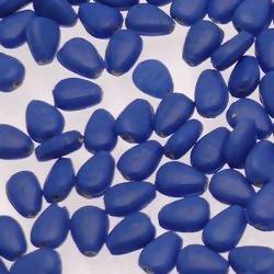 Perles en verre forme de goutte plate 10x7mm couleur Bleu Jean opaque (x 1)