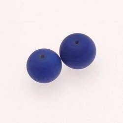 Perle en verre ronde Ø14mm couleur bleu outremer (x 2)