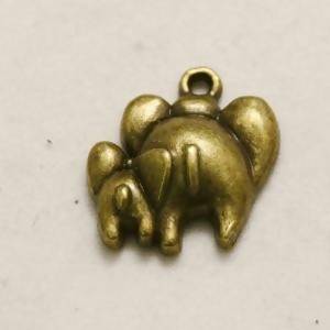 Perle en métal breloque éléphant dos lisse 16x15mm couleur bronze (x 1)