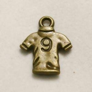 Perle en métal breloque forme de maillot de foot n°9 14x14mm vieil or (x 1)