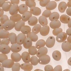 Perles en verre forme de petite goutte Ø5mm couleur crème givré (x 10)