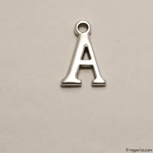 Perle en métal breloque alphabet lettre A 12mm couleur Argent (x 1)