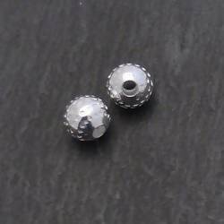 Perle métal boule ornée Ø8mm couleur argent (x 2)