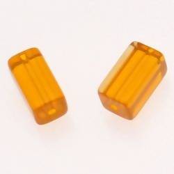 Perle en verre tube rectangulaire 16x8x8mm couleur orange transparent (x 2)