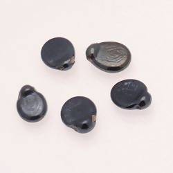 Perles en verre ronde plate Ø10mm couleur noir brillant (x 5)