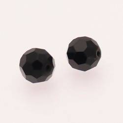 Perles en verre boule à facettes Ø12mm couleur noir opaque (x 2)