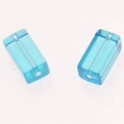 Perle en verre tube rectangulaire 16x8x8mm couleur bleu turquoise transparent (x 2)