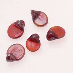 Perles en verre ronde plate Ø10mm couleur rubis brillant (x 5)