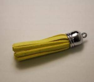 Pampille daim 50x10mm couleur jaune (x 1)