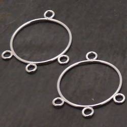 Composants pour boucles d'oreilles cercle Ø22mm couleur argent (x 2)