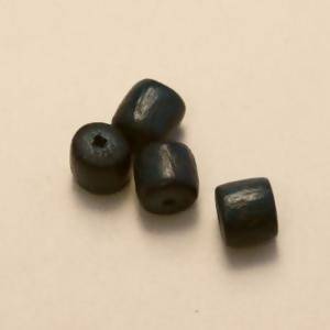 Perles en coco forme cylindre couleur bleu foncé (x4)