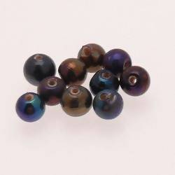 Perle ronde en verre Ø6mm couleur effet huile (x 10)