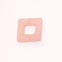 Perle en résine anneau carré 18x18mm couleur rose mat (x 1)