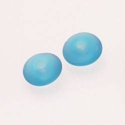 Perles en verre forme soucoupes Ø15mm couleur Bleu Turquoise givré (x 2)