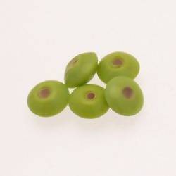 Perles en verre forme soucoupes Ø10-12mm couleur vert pomme opaque (x 5)