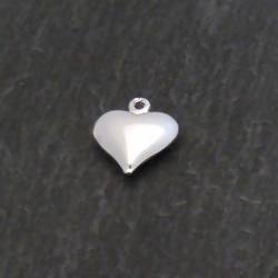 Perle métal pendentif coeur lisse 10x12mm couleur argent (x 1)