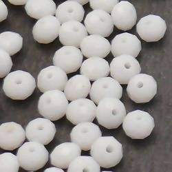 Perles en verre boules aplaties à facettes Ø5mm couleur blanc (x 5)