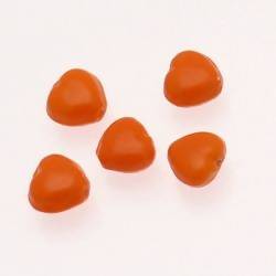 Perle en verre petit coeur 10mm couleur orange opaque (x 5)