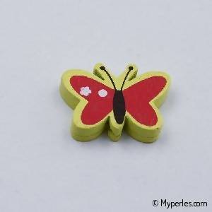 Perles en Bois forme papillon 23x17mm couleur jaune (x 1)