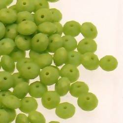 Perles en verre boules aplaties à facettes Ø5mm couleur vert pomme (x 5)