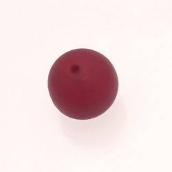Perle ronde en résine Ø20mm couleur lie de vin mat (x 1)