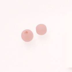 Perle ronde en résine Ø8mm couleur rose mat (x 2)
