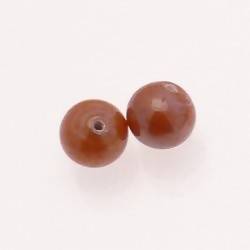 Perle en verre ronde Ø10mm couleur marron brillant (x 2)