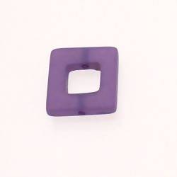 Perle en résine anneau carré 18x18mm couleur violet mat (x 1)