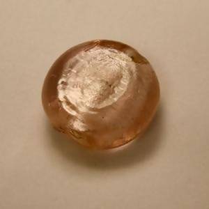 Perles en verre forme ronde feuille argent Ø22mm couleur rose bonbon (x 1)