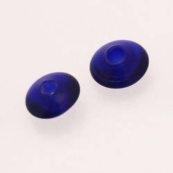 Perles en verre forme soucoupes Ø15mm couleur Bleu Marine transparent (x 2)