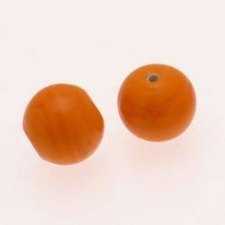 Perle en verre ronde Ø14mm couleur orange opaque (x 2)