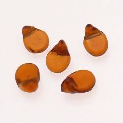 Perles en verre ronde plate Ø10mm couleur ambre transparent (x 5)