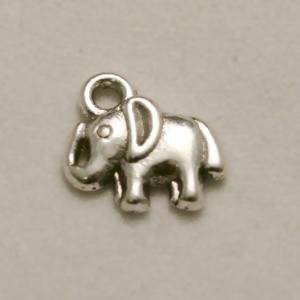 Perle en métal breloque éléphant profil gauche 11x8mm coul. argent (x 1)