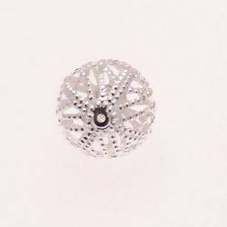 Perle en métal boule filigrane Ø16mm couleur argent (x 1)