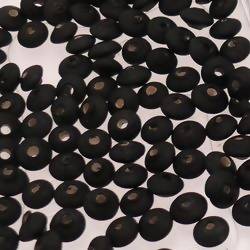 Perles en verre forme soucoupes Ø8mm couleur noir givré (x 10)