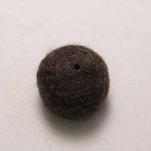 Perles en laine ronde Ø20mm couleur gris foncé (x 1)